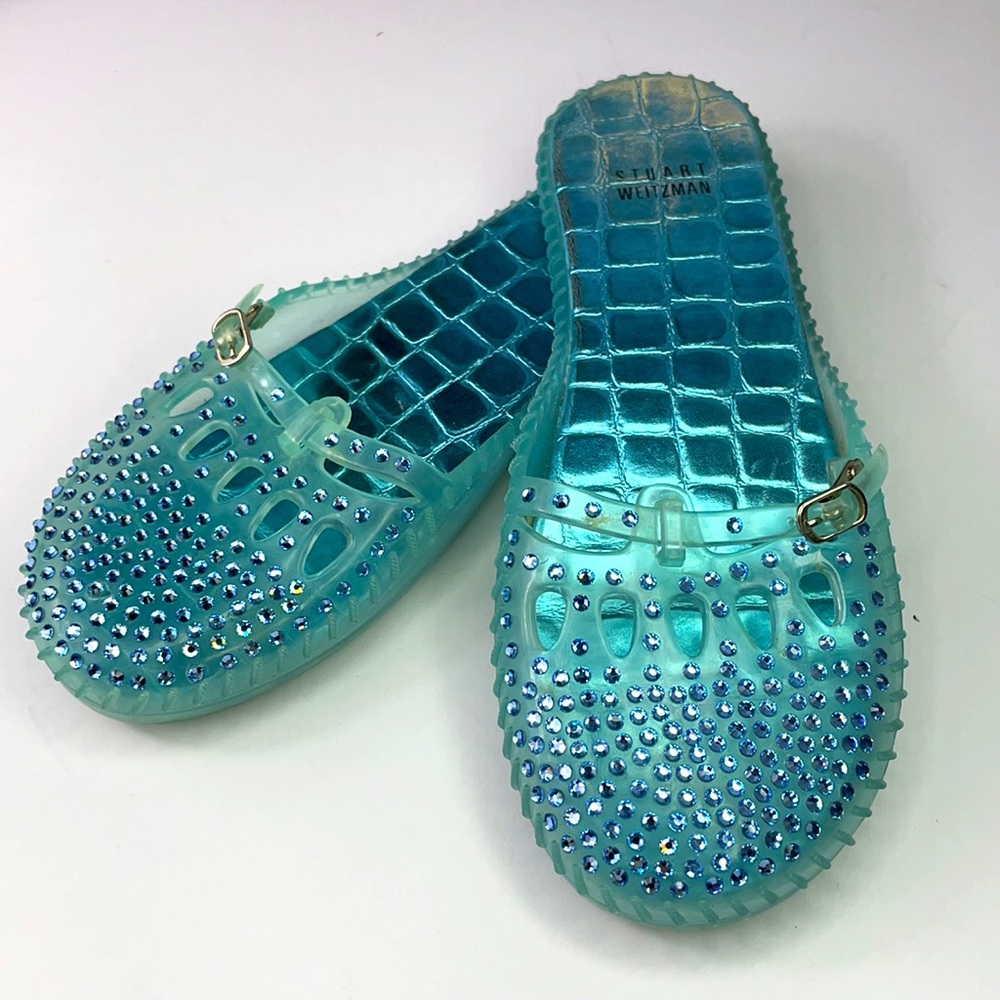Stuart Weitzman Diamond Blue Jelly Slides Size 8💎